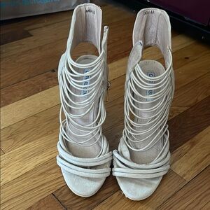 Cape Robbin Cream Strappy Heels